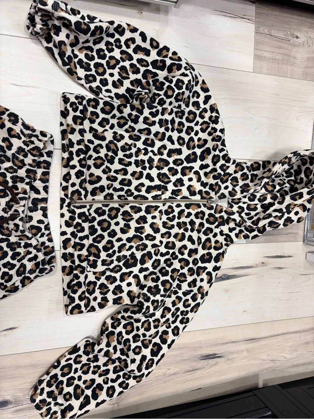 Zara Leopard Print Hooded Winter Set - Black/Tan/White
